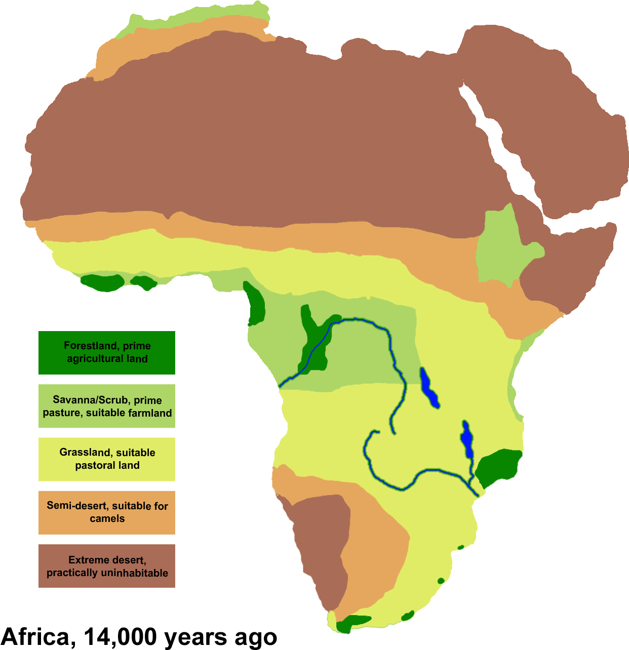 Africa Climate 14000bp - Conflicts In Africa Map (1320x1320), Png Download
