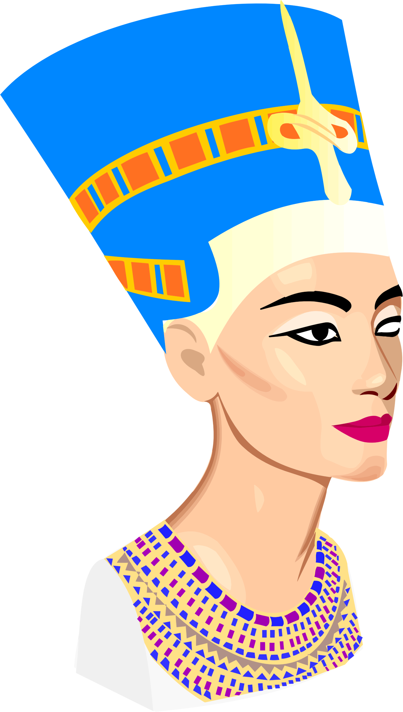 Black And White Download African Drawing Nefertiti - Nefertiti Clipart (1319x2326), Png Download