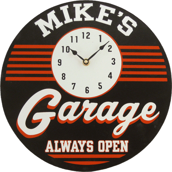 Know A Guy Who Tends To Lose Track Of Time Whenever - Vintage Garage Signs Personalized Clock (600x600), Png Download