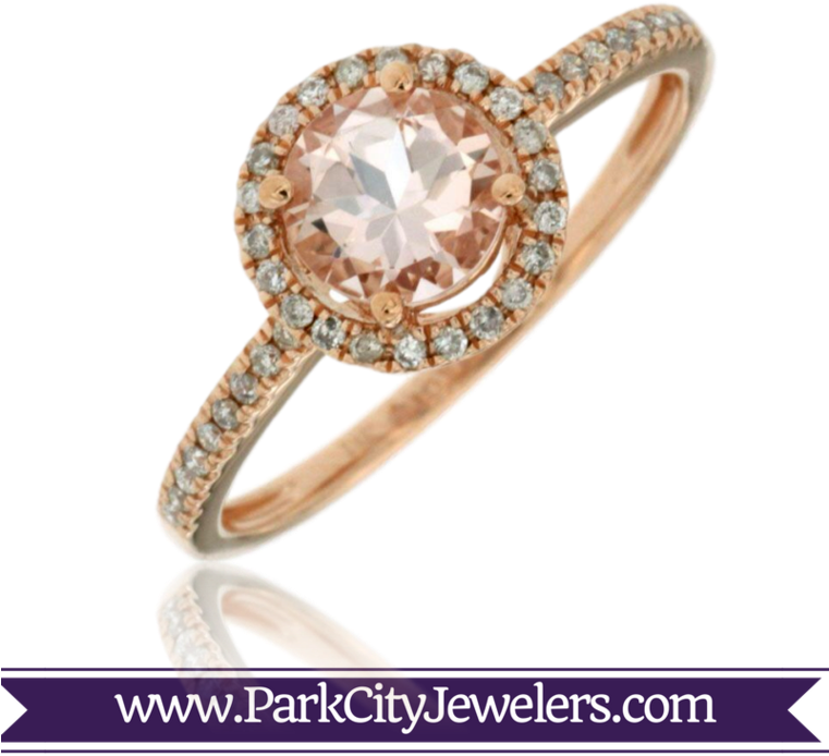 Round Morganite & Halo Diamond Ring - Solitaire Diamond Snowflake Ring (760x760), Png Download