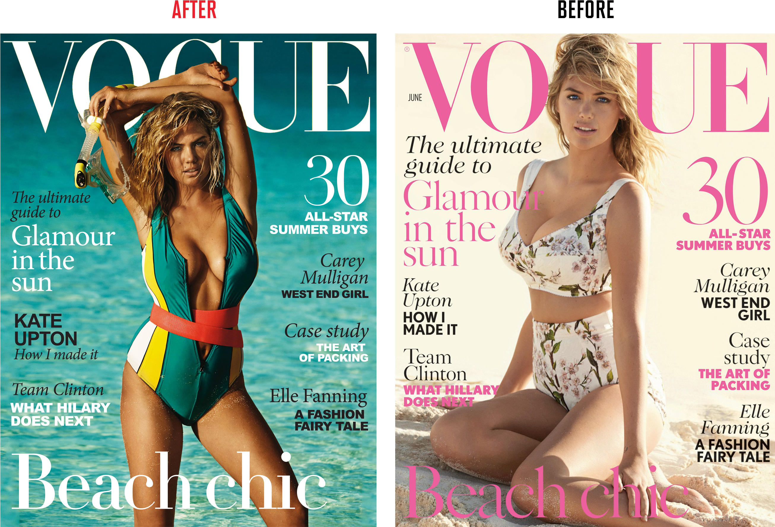 Vogue Jun14 Cover Redesign - Vogue Uk 2014 Covers (2827x1915), Png Download
