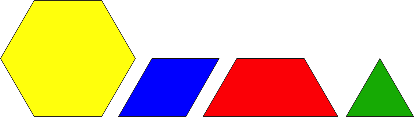Four Pattern Blocks - Pattern Blocks Rhombus (1379x392), Png Download
