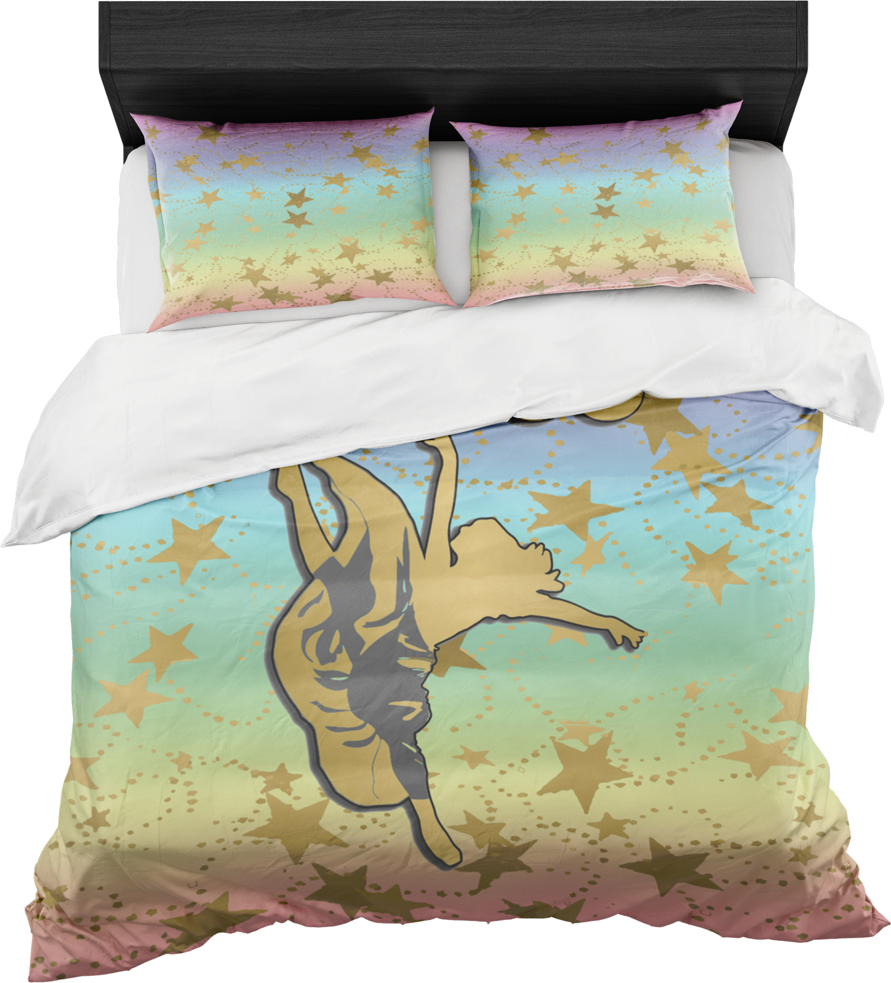 Dancer Silhouette In Gold And Rainbow Gradient With - Gold Pineapple Bedding (2000x2000), Png Download