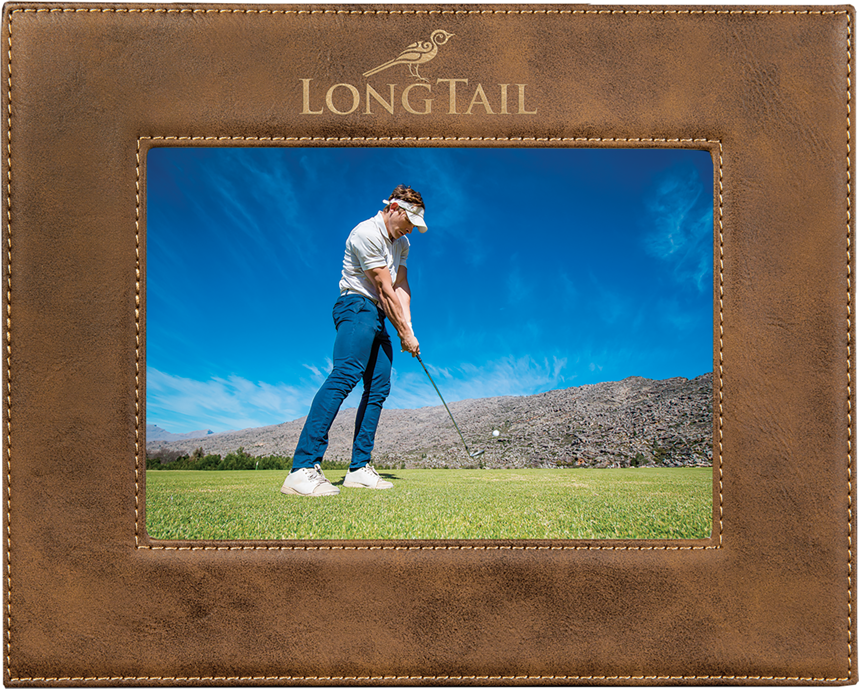 5" X 7" Rustic & Gold Leatherette Photo Frame - Picture Frame (1800x1800), Png Download