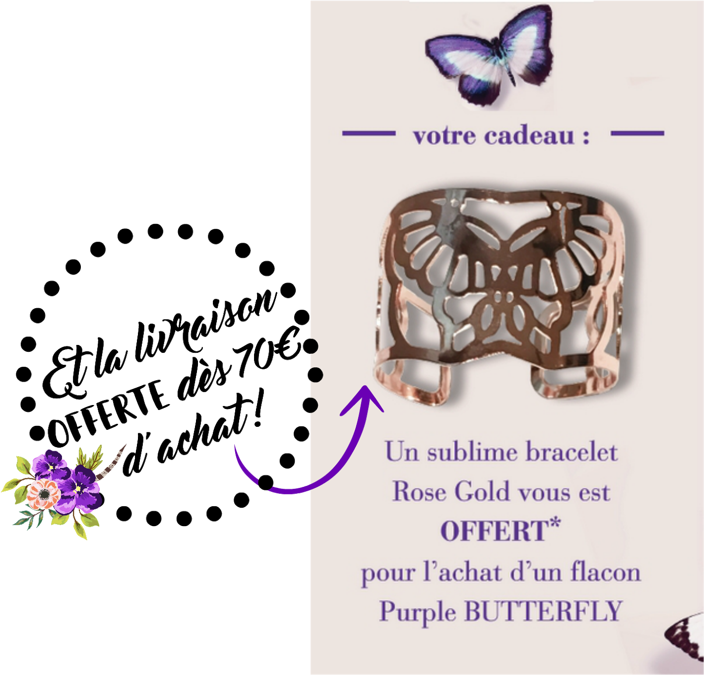 Qu'un Bracelet Rose Gold Est Offert Pour L'achat Du - Moths And Butterflies (1600x1398), Png Download