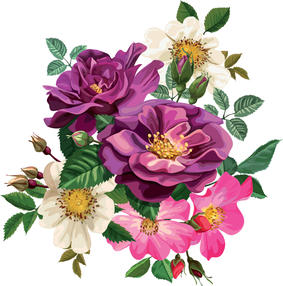 Rose Bouquet Cli̇part Transparent - Transparent Flowers Png (781x800), Png Download