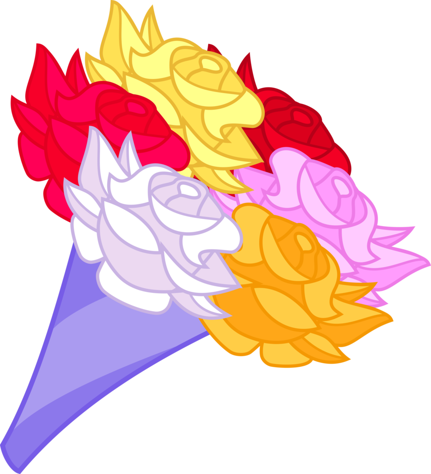 Bouquet Of Roses By Psychicwalnut On Clipart Library - Cartoon Bouquet Of Flowers Png (853x937), Png Download