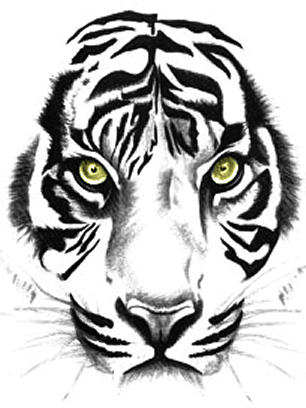 Tiger, Sumatra Tiger, Tierwelt, Tiger Tattoos Clipart - Black And White Tiger Png (306x408), Png Download
