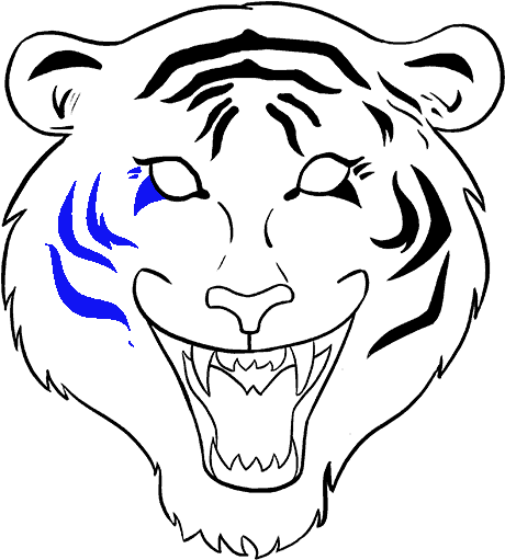 How To Draw A Tiger Face In A Few Easy Steps - Drawings Of Simple Tiger (678x600), Png Download