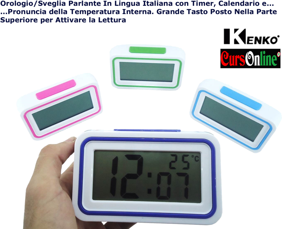 Alarm/clock With Italian Voice And Thermometer Kenko - Kenko Multi Function Clock (1000x785), Png Download