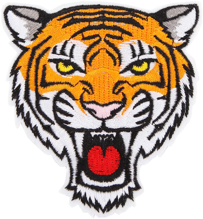 Bij Kiki Iron-on Patch Tiger Face - Prym Iron On Embroidered Motif Applique Tiger's Head (960x720), Png Download