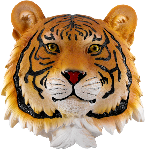 Tiger Face Figurine - Yellow Tiger Head Wall Art Figurine Hanging (599x600), Png Download