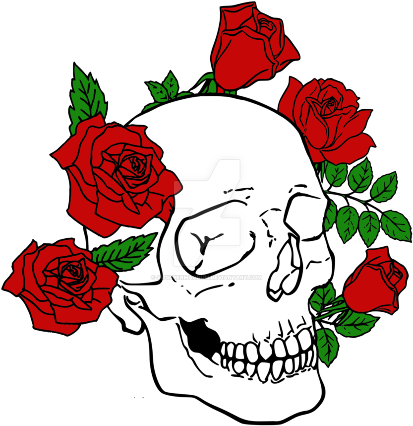 Graphic Freeuse Download By Supermagnum On Deviantart - Skull And Roses Logo (882x907), Png Download