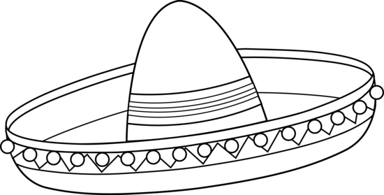 Clipart Royalty Free Download Collection Of Mexican - Sombrero Clip Art Black And White (550x279), Png Download