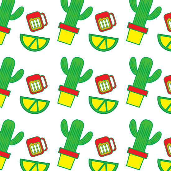 Mexican Pot Cactus Drink And Lime Seamless Pattern - Illustration (550x550), Png Download