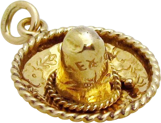 Vintage 14k Gold 3d Mexico *sombrero* Mexican Hat Charm - Locket (564x564), Png Download