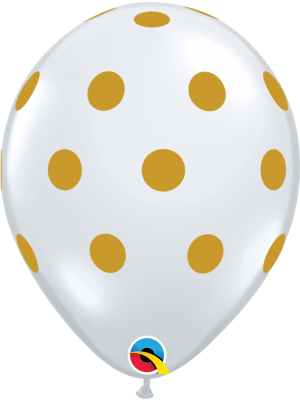 11" Big Polka Dots Clear W/ Gold Ink 50ct - Qualatex Q-lite Assorted 5 Pack (300x400), Png Download