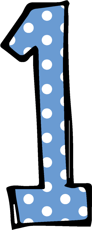 Clipart Numbers Polka Dot - Cute Number 1 Clipart (536x1024), Png Download