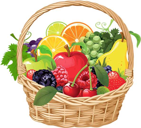 Fruit Basket Png Vector Clipart - Fruit Basket Vector Png (600x582), Png Download