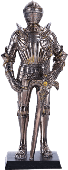 Armoured Medieval Knight With Sword Statue - 7" Tall Medieval Knight Statue Figurine Suit (555x555), Png Download