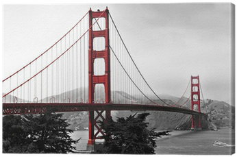 Golden Gate Bridge, Red Pop On A Black And White Background - Golden Gate Bridge Black And White And Red (400x400), Png Download