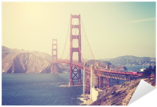 Vintage Toned Picture Of The Golden Gate Bridge Sticker - Vintage Golden Gate Bridge Greeting Card (400x400), Png Download