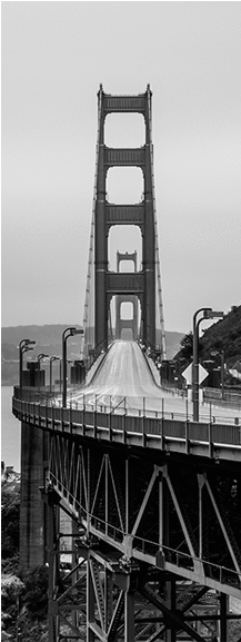 Black And White Golden Gate Bridge Door Mural Buildings - Golden Gate Bridge (576x576), Png Download