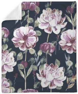 Seamless Hand Illustrated Floral Patter With Peony - Watercolor Painting (400x400), Png Download