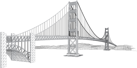 Golden Gate Bridge - Golden Gate Bridge In Black And White Sketch (589x315), Png Download