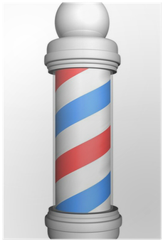 Old-fashioned Barber Pole With Red, White, And Blue - Barbershop (400x400), Png Download