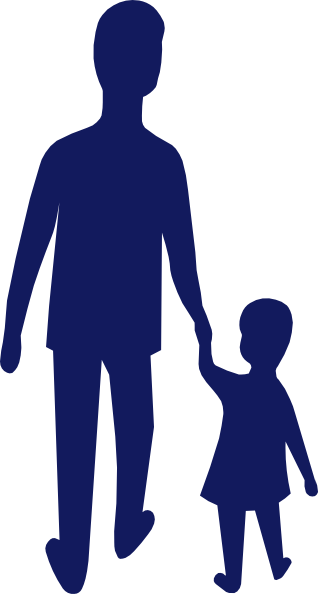 How To Set Use Blue Adult Child Holding Hands Clipart (318x594), Png Download