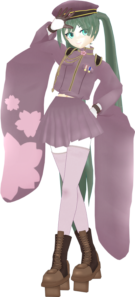 Aokuro Senbonzakura Miku [ended] - Mmd Senbonzakura Miku Model (579x1200), Png Download