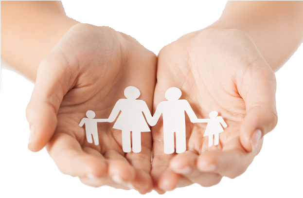 Volunteer Hands Holding Paper Dolls - Family In Hands (622x433), Png Download