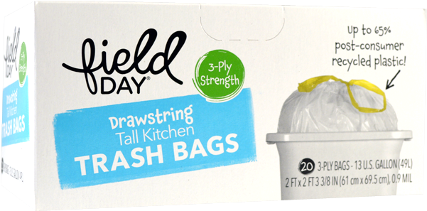 Field Day Drawstring Tall Kitchen Trash Bags 20 Box - Field Day Organic Tangy Mixed Berry Multi Grain Cereal (650x650), Png Download