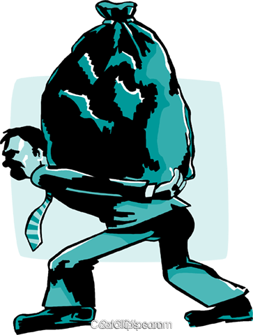 Business Man Carrying Garbage Bag Royalty Free Vector - Homem Carregando Sacos Desenho (363x480), Png Download