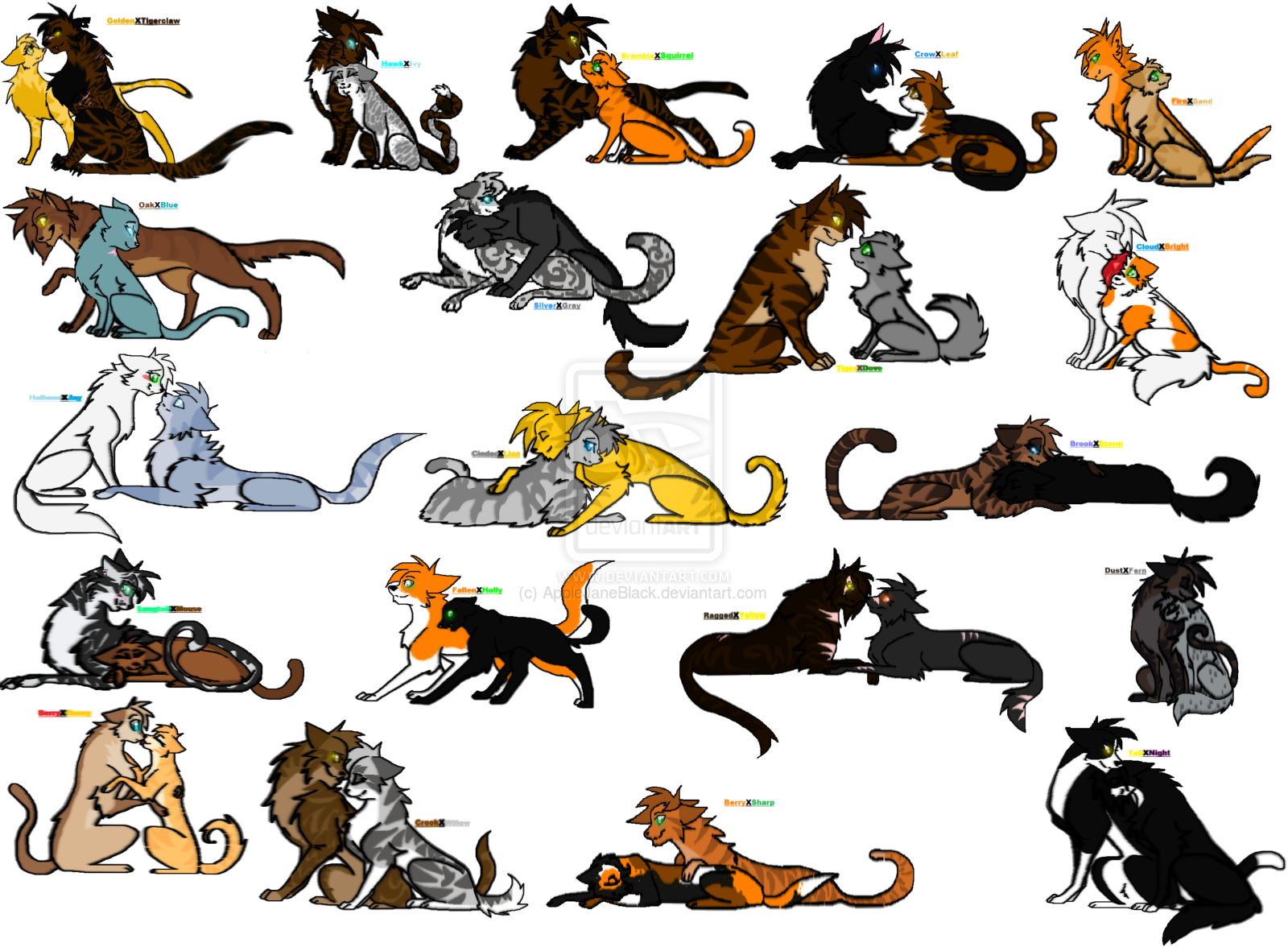 Warrior Cats Couples By Applejaneblack-d6bgtre - Warrior Cats Couples (1600x1176), Png Download