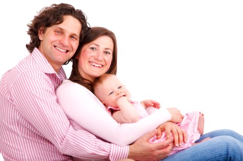 Download Happy Young Couple With Thier Baby - Happy Couple With Baby (500x333), Png Download