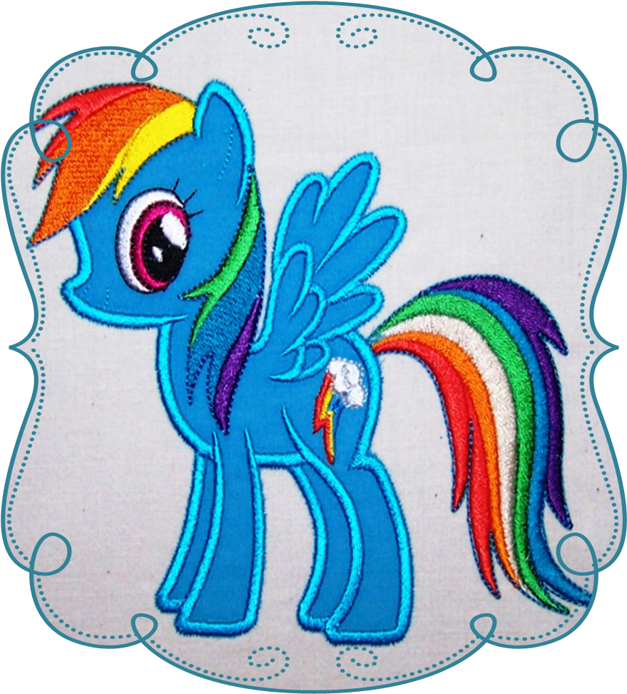Blue Rainbow Pony - Embroidery (1000x1000), Png Download