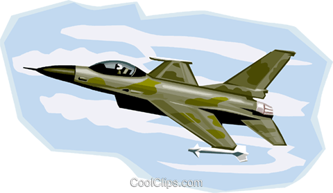 Fighter Jet, F16 Royalty Free Vector Clip Art Illustration - Military (480x279), Png Download