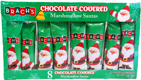 Brach's Chocolate Covered Marshmallow Santas - Chocolate Covered Marshmallow Candy (500x500), Png Download
