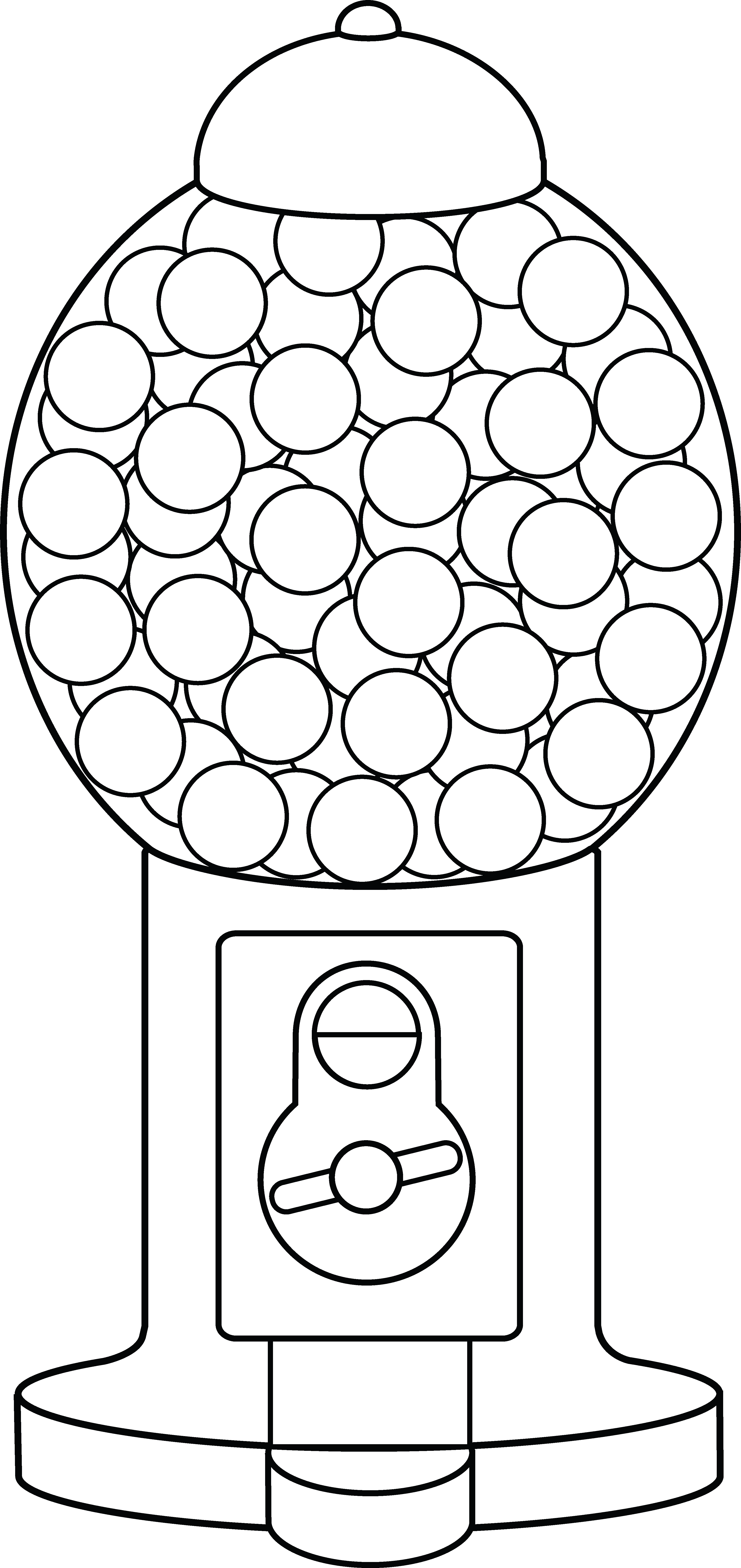 Gumball Machine Line Art Art For Kindergarten - Gumball Machine Coloring Page (3572x7561), Png Download