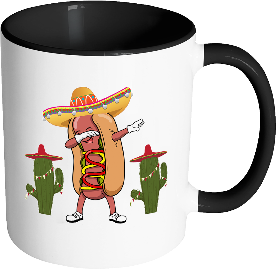 Dabbing Hotdog Cactus Sombrero - Mug (1024x1024), Png Download
