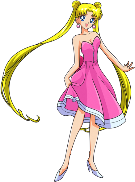Sailor Moon S - Sailor Moon Usagi Pink Dress (500x650), Png Download