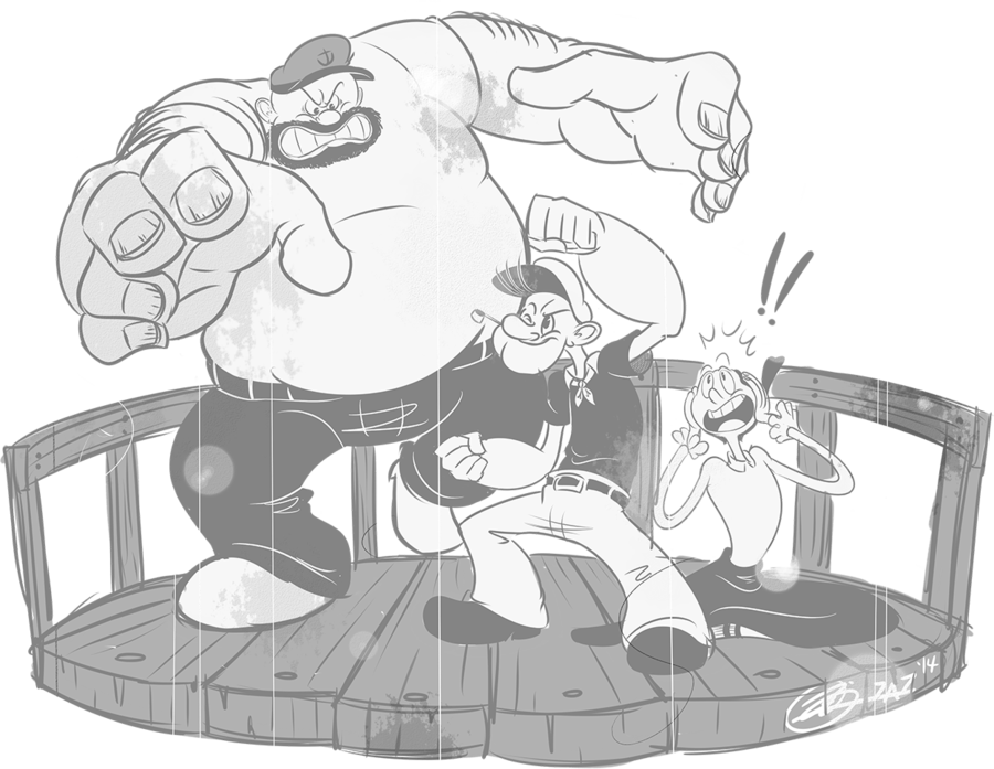 Gutbuster - Popeye (900x697), Png Download