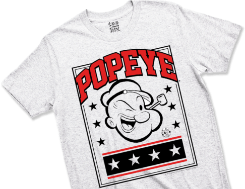 Popeye Tee-luv Tee - Logoshirt Breakfast Board With Popeye Motif I Love (1024x375), Png Download