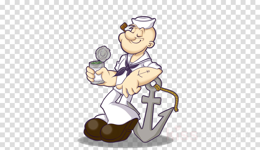 Moschino Jeans Popeye T Shirt Clipart Popeye Bluto - Popeye The Sailor Man In White Uniform (900x520), Png Download