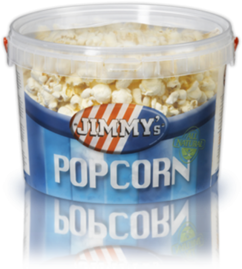 Jumbo Popcorn Bucket Images - Jimmys Popcorn (600x554), Png Download