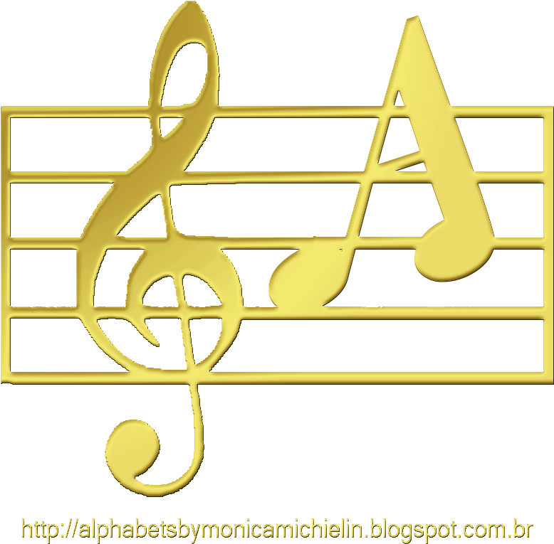 Alfabeto Dourado De Pauta Com Notas Musicais Em Png (800x900), Png Download