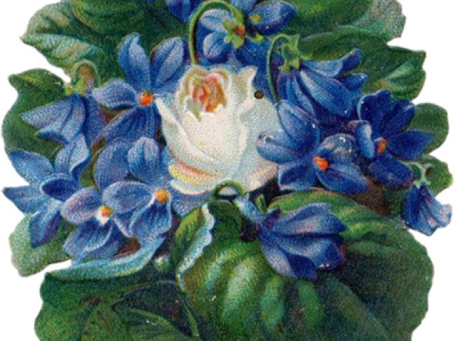Vintage Flower Clipart Transparent Background - Blue Flower Png Vintage (640x480), Png Download