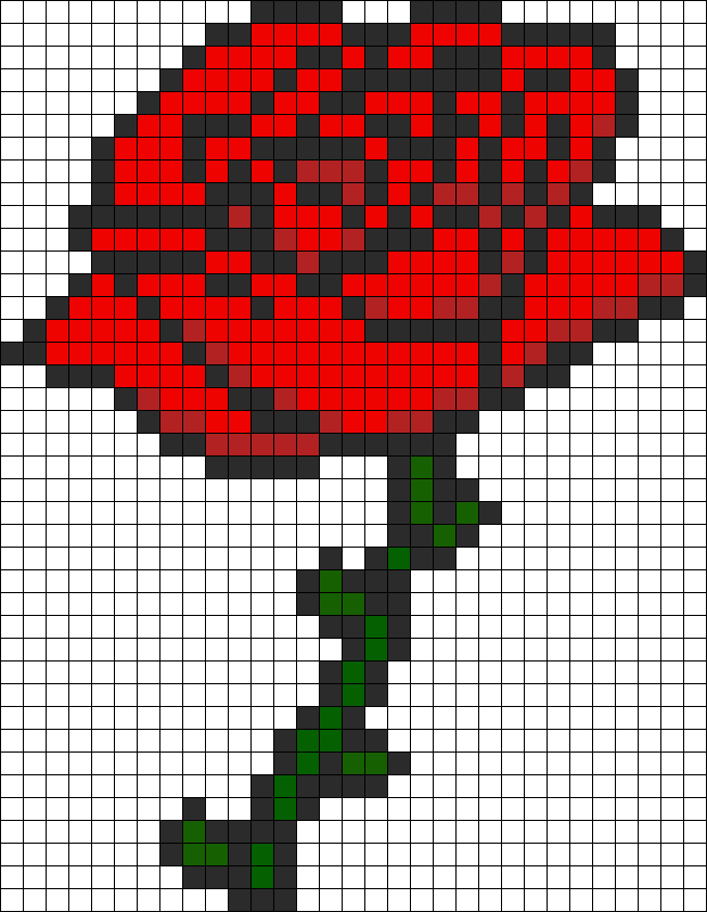 Rose Perler Bead Pattern / Bead Sprite - Rose Hama Beads (652x841), Png Download